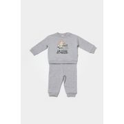Set hanorac si pantaloni, Two thread, 100%bumbac organic - Gri, BabyCosy (Marime: 6-9 luni) JEMBC-CSY8024-6