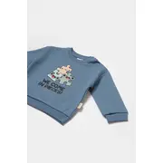 Set hanorac si pantaloni, Two thread, 100%bumbac organic - Indigo, BabyCosy (Marime: 12-18 Luni) JEMBC-CSY8025-12