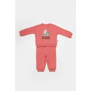 Set hanorac si pantaloni, Two thread, 100%bumbac organic - Rose, BabyCosy (Marime: 12-18 Luni) JEMBC-CSY8026-12
