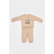 Set hanorac si pantaloni, Two thread, 100%bumbac organic - Stone, BabyCosy (Marime: 3-6 Luni) JEMBC-CSY8027-3