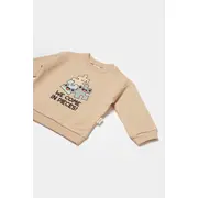 Set hanorac si pantaloni, Two thread, 100%bumbac organic - Stone, BabyCosy (Marime: 9-12 luni) JEMBC-CSY8027-9