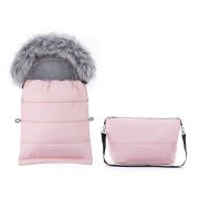 Feedo - Sac de iarna, Multifunctional, Poate fi utilizat ca geanta prin desfacerea fermoarului, Atasabil la carucior, Lana, 110 cm, 0-3 ani, Roz BYN201201