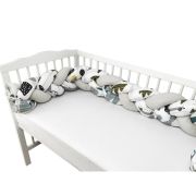 MimiNu - Protectie laterala pentru patut bebe, Tip Bumper impletit, Din bumbac, Din materiale certificate Oeko Tex Standard 100, Lungime 220 cm, Childrens Journey Grey  BYN6426972023948