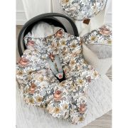Paturica de infasat pentru scaun auto Velvet Infantilo IF19109 BBJIF19109_Flori Retro/Bej