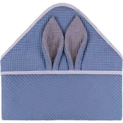 Prosop de baie cu gluga Waffle Bunny 80x80 cm Infantilo IF2511 BBJIF2511_Albastru Inchis
