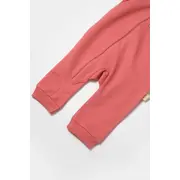 Salopeta cu fermoar, Two thread, BabyCosy, 100% bumbac organic, Rose (Marime: 12-18 Luni) JEMBC-CSY8030-12