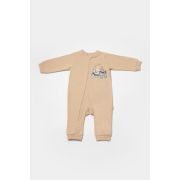 Salopeta cu fermoar, Two thread, BabyCosy, 100% bumbac organic, Stone (Marime: 12-18 Luni) JEMBC-CSY8031-12