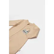 Salopeta cu fermoar, Two thread, BabyCosy, 100% bumbac organic, Stone (Marime: 18-24 Luni) JEMBC-CSY8031-18