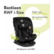 Lionelo - Scaun auto Bastiaan RWF i-Size, Pozitie de somn, Protectie laterala, Rotire 360 grade, 0-36 Kg, Cu Isofix si Centura Top Tether, Conform cu standardul european de securitate ECE R129, Negru BYNLO-BASTIAAN_RWF_ISIZE_BLACK_CARBON