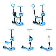 Trotineta 5 in 1 cu sezut si 3 roti cu led ecotoys ym-sw-6 - albastru edeediym-sw-6blue