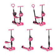 Trotineta 5 in 1 cu sezut si 3 roti cu led ecotoys ym-sw-6 - roz edeediym-sw-6pink