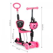 Trotineta 5 in 1 cu sezut si 3 roti cu led ecotoys ym-sw-6 - roz edeediym-sw-6pink