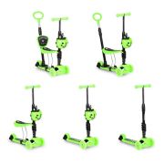 Trotineta 5 in 1 cu sezut si 3 roti cu led ecotoys ym-sw-6 - verde edeediym-sw-6green