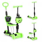 Trotineta 5 in 1 cu sezut si 3 roti cu led ecotoys ym-sw-6 - verde edeediym-sw-6green