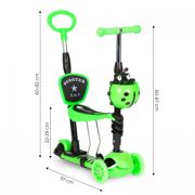 Trotineta 5 in 1 cu sezut si 3 roti cu led ecotoys ym-sw-6 - verde edeediym-sw-6green