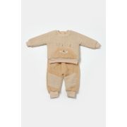 Set bluza cu buzunar si pantaloni Ursulet, Winter muselin, 100% bumbac dublat - Apricot, BabyCosy (Marime: 3-6 Luni) JEMBC-CSYM7032-3