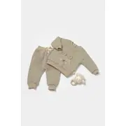 Set bluza cu buzunar si pantaloni Ursulet, Winter muselin, 100% bumbac dublat - Verde, BabyCosy (Marime: 18-24 Luni) JEMBC-CSYM7031-18