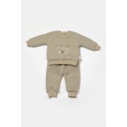 Set bluza cu buzunar si pantaloni Ursulet, Winter muselin, 100% bumbac dublat - Verde, BabyCosy (Marime: 3-6 Luni) JEMBC-CSYM7031-3