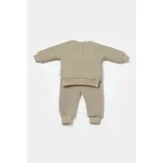 Set bluza cu buzunar si pantaloni Ursulet, Winter muselin, 100% bumbac dublat - Verde, BabyCosy (Marime: 9-12 luni) JEMBC-CSYM7031-9