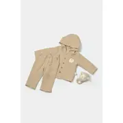 Set bluza cu gluga si pantaloni, Winter muselin, 100% bumbac - Apricot, BabyCosy (Marime: 12-18 Luni) JEMBC-CSYM7035-12