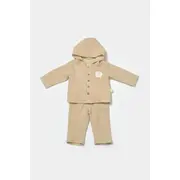 Set bluza cu gluga si pantaloni, Winter muselin, 100% bumbac - Apricot, BabyCosy (Marime: 12-18 Luni) JEMBC-CSYM7035-12