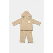 Set bluza cu gluga si pantaloni, Winter muselin, 100% bumbac - Apricot, BabyCosy (Marime: 3-6 Luni) JEMBC-CSYM7035-3