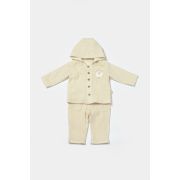 Set bluza cu gluga si pantaloni, Winter muselin, 100% bumbac - Stone, BabyCosy (Marime: 6-9 luni) JEMBC-CSYM7033-6