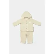 Set bluza cu gluga si pantaloni, Winter muselin, 100% bumbac - Stone, BabyCosy (Marime: 6-9 luni) JEMBC-CSYM7033-6