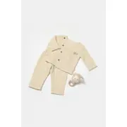 Set bluza cu nasturi si pantaloni , Winter muselin, 100% bumbac - Stone, BabyCosy (Marime: 6-9 luni) JEMBC-CSYM7018-6