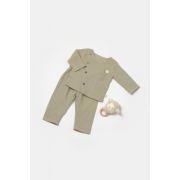 Set bluza cu nasturi si pantaloni , Winter muselin, 100% bumbac - Verde, BabyCosy (Marime: 3-6 Luni) JEMBC-CSYM7019-3