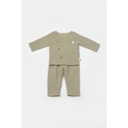 Set bluza cu nasturi si pantaloni , Winter muselin, 100% bumbac - Verde, BabyCosy (Marime: 6-9 luni) JEMBC-CSYM7019-6