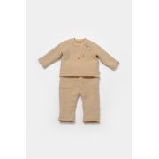 Set bluza dublata si pantaloni, Winter muselin, 100% bumbac - Apricot, BabyCosy (Marime: 18-24 Luni) JEMBC-CSYM7023-18