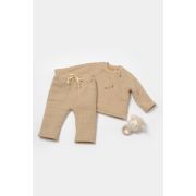 Set bluza dublata si pantaloni, Winter muselin, 100% bumbac - Apricot, BabyCosy (Marime: 6-9 luni) JEMBC-CSYM7023-6
