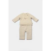 Set bluza dublata si pantaloni, Winter muselin, 100% bumbac - Stone, BabyCosy (Marime: 6-9 luni) JEMBC-CSYM7021-6