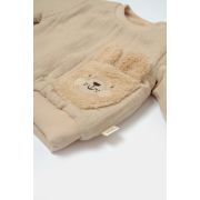 Set bluza dublata si pantaloni Ursulet, Winter muselin, 100% bumbac - Apricot, BabyCosy (Marime: 3-6 Luni) JEMBC-CSYM7029-3