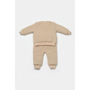 Set bluza dublata si pantaloni Ursulet, Winter muselin, 100% bumbac - Apricot, BabyCosy (Marime: 3-6 Luni) JEMBC-CSYM7029-3