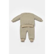 Set bluza dublata si pantaloni Ursulet, Winter muselin, 100% bumbac - Verde, BabyCosy (Marime: 12-18 Luni) JEMBC-CSYM7028-12