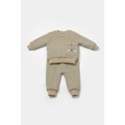 Set bluza dublata si pantaloni Ursulet, Winter muselin, 100% bumbac - Verde, BabyCosy (Marime: 12-18 Luni) JEMBC-CSYM7028-12