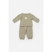 Set bluza si pantaloni, Winter muselin, 100% bumbac - Verde, BabyCosy (Marime: 18-24 Luni) JEMBC-CSYM7016-18