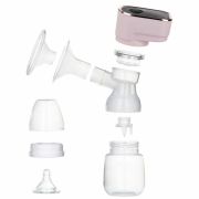 Bocioland - Pompa electrica de san, Clara, Modul de stimulare, Aspirare si functie masaj, Cu biberon si o suzeta, Pink BYNBL101