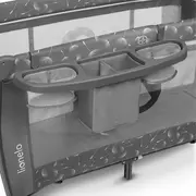 Lionelo - Patut pliant cu doua nivele Sven Plus, 120x60 cm, arcada jucarii, masuta de infasat, vibratii, melodii, conform cu standardele europeane de securitate EN716 si EN12221, Grey BYNLO-SVEN_PLUS_GREY_CONCRETE