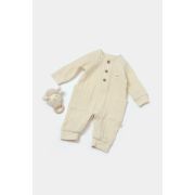Salopeta cu nasturei, Winter muselin, 100% bumbac - Stone, BabyCosy (Marime: 3-6 Luni) JEMBC-CSYM7036-3