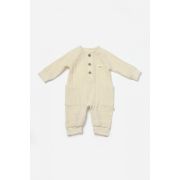 Salopeta cu nasturei, Winter muselin, 100% bumbac - Stone, BabyCosy (Marime: 3-6 Luni) JEMBC-CSYM7036-3
