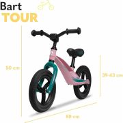 Lionelo - Bicicleta usoara Bart Tour, Fara pedale, Cu cadru din magneziu, Cu ghidon si sa reglabile, Greutate 3.8 Kg, 12 inch, Conform cu standardul european de securitate EN71, Pink Bubblegum BYNLOE-BART_TOUR_PINK_BUBBLEGUM