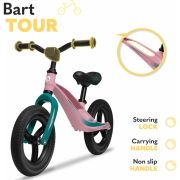 Lionelo - Bicicleta usoara Bart Tour, Fara pedale, Cu cadru din magneziu, Cu ghidon si sa reglabile, Greutate 3.8 Kg, 12 inch, Conform cu standardul european de securitate EN71, Pink Bubblegum BYNLOE-BART_TOUR_PINK_BUBBLEGUM