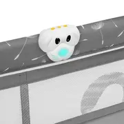 Lionelo - Patut pliant cu doua nivele Sven Plus, 120x60 cm, arcada jucarii, masuta de infasat, vibratii, melodii, conform cu standardele europeane de securitate EN716 si EN12221, Grey BYNLO-SVEN_PLUS_GREY_CONCRETE