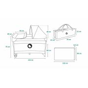 Lionelo - Patut pliant cu doua nivele Sven Plus, 120x60 cm, arcada jucarii, masuta de infasat, vibratii, melodii, conform cu standardele europeane de securitate EN716 si EN12221, Grey BYNLO-SVEN_PLUS_GREY_CONCRETE