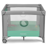 Lionelo - Tarc de joaca, Pliabil, Include covor educational incorporat cu 4 jucarii Velcro si geanta de transport, Cu roti si inchidere laterala, Saltea din spuma, 100x100 cm, Verde BYNLO-MILLE_GREY_GREEN