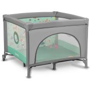 Lionelo - Tarc de joaca, Pliabil, Include covor educational incorporat cu 4 jucarii Velcro si geanta de transport, Cu roti si inchidere laterala, Saltea din spuma, 100x100 cm, Verde BYNLO-MILLE_GREY_GREEN