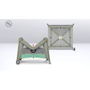 Lionelo - Tarc de joaca, Pliabil, Include covor educational incorporat cu 4 jucarii Velcro si geanta de transport, Cu roti si inchidere laterala, Saltea din spuma, 100x100 cm, Verde BYNLO-MILLE_GREY_GREEN